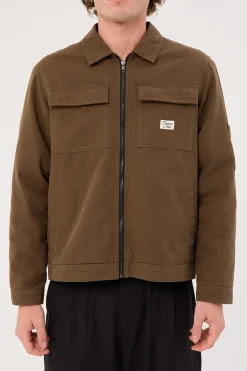 Walter Zip Thru Work Jacket Olive Green