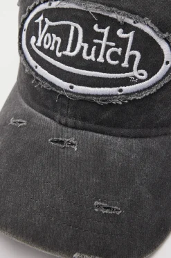 Washed Black Canvas Embroidery Patch Destroyed Wash Cap Black Wash/Grey Embro