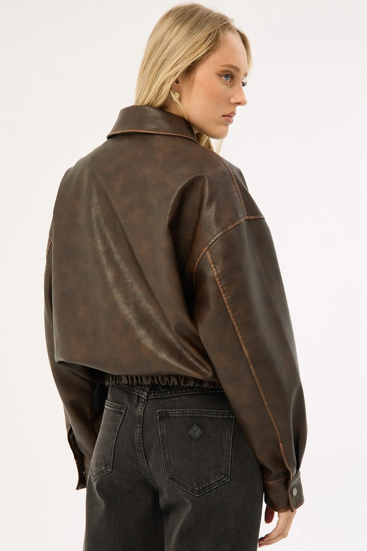 Washed Maxx PU Bomber Brown