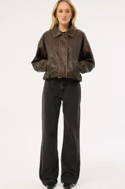 Washed Maxx PU Bomber Brown