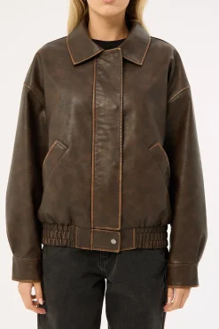 Washed Maxx PU Bomber Brown