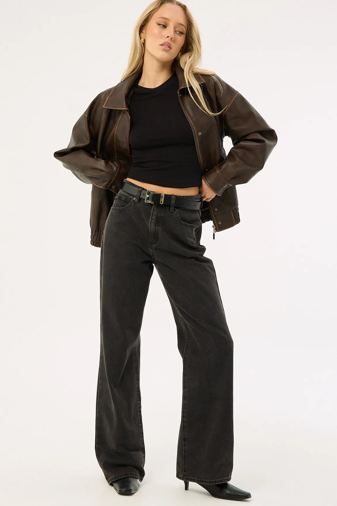 Washed Maxx PU Bomber Brown