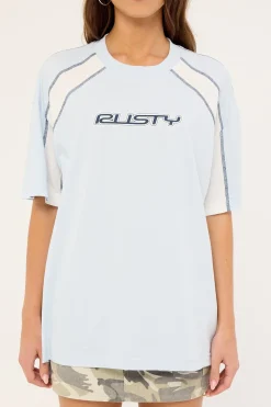 Wavers Tides Tee Retro Blue & White