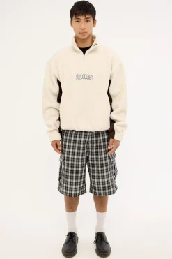 Webbed Collar Sherpa 1/4 Zip Stone