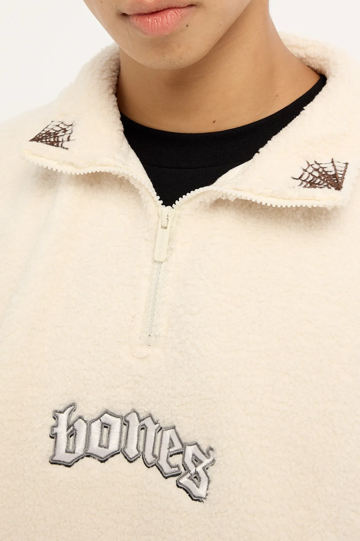 Webbed Collar Sherpa 1/4 Zip Stone