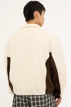 Webbed Collar Sherpa 1/4 Zip Stone