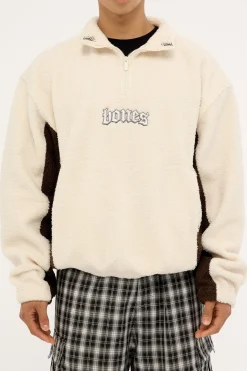Webbed Collar Sherpa 1/4 Zip Stone
