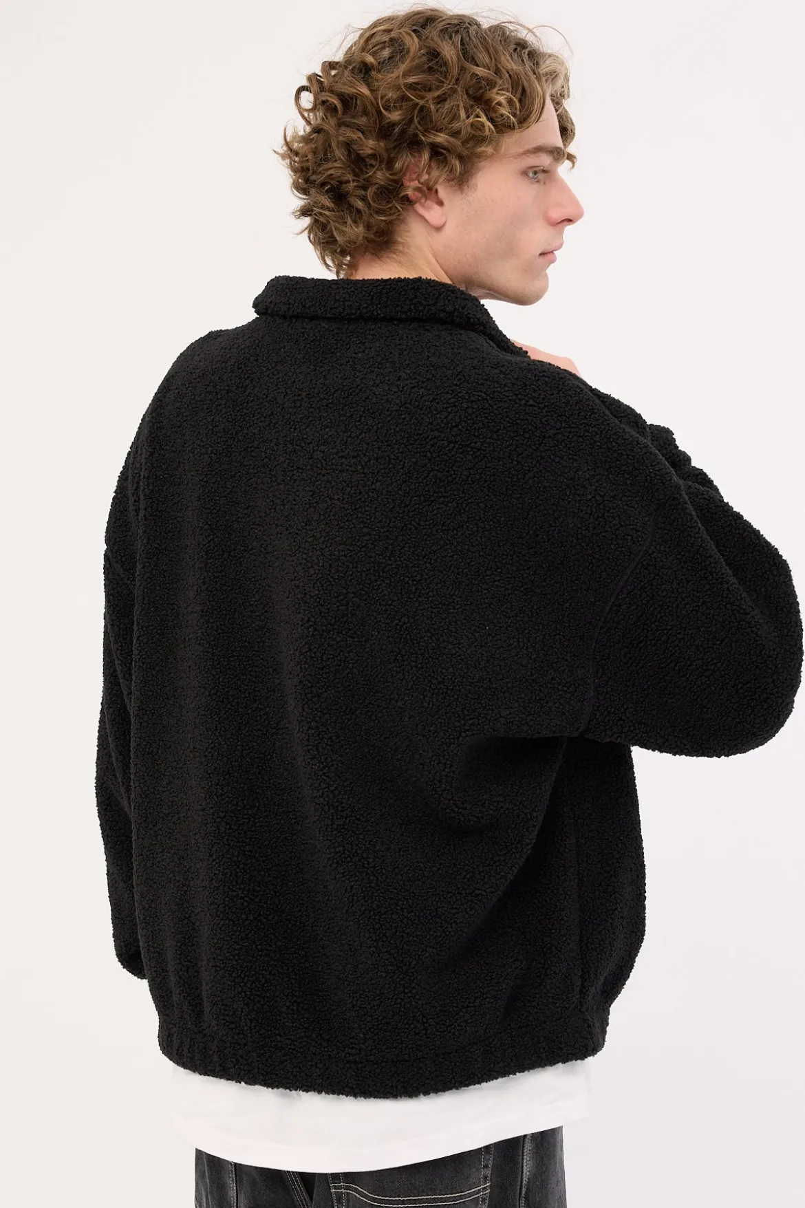 Webbed Collar Sherpa 1/4 Zip Black