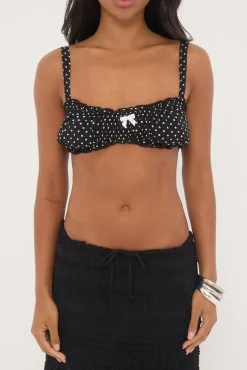 Whimsy Polka Dot Bralette Black Print