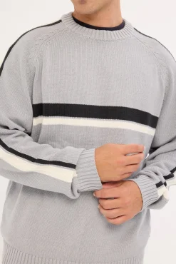 White Lines 2.0 Knitted Crew Silver Grey