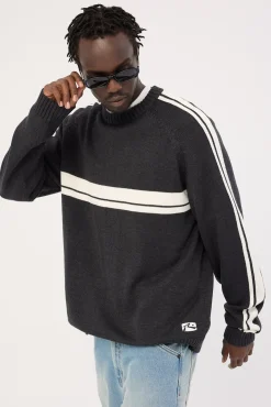 White Lines 2.0 Knitted Crew Black Marle