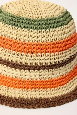 Wicker Stripe Bucket Hat Orange Stripe