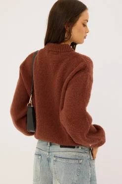 Wild Rose Knit Sweater Cocoa/Red