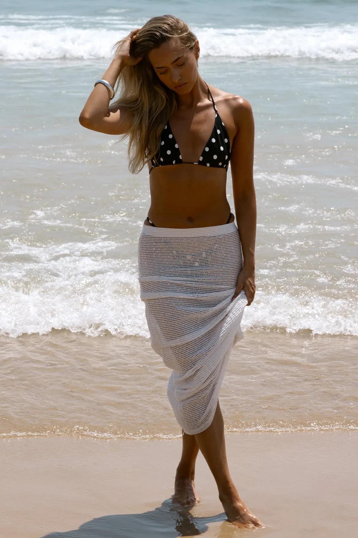 Willa Crochet Sequin Maxi Skirt White