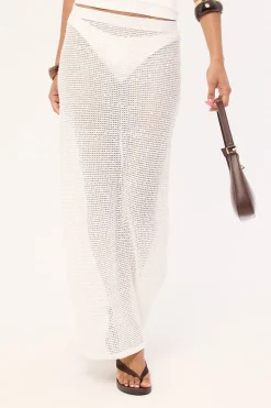 Willa Crochet Sequin Maxi Skirt White