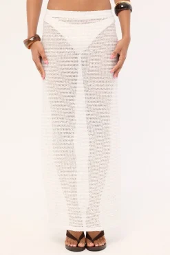 Willa Crochet Sequin Maxi Skirt White