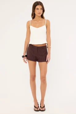 Wiluta Short Dark Brown Pinstripe