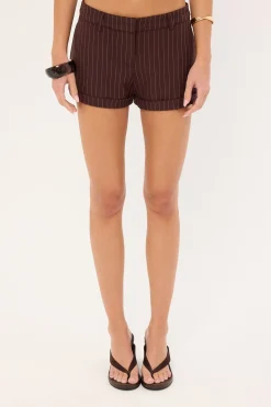 Wiluta Short Dark Brown Pinstripe