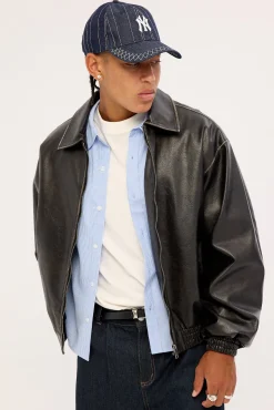 Wingman Recycled PU Leather Jacket Washed Black