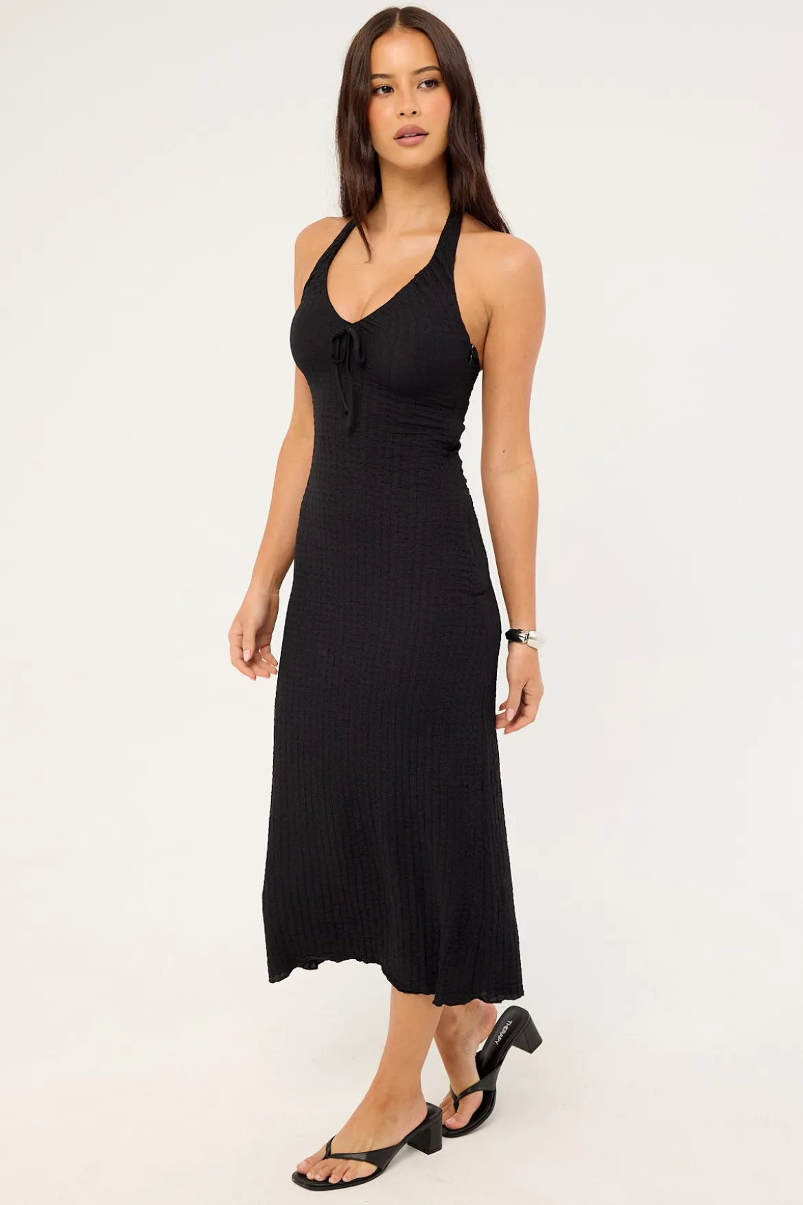 Winnie Halter Midi Dress Black