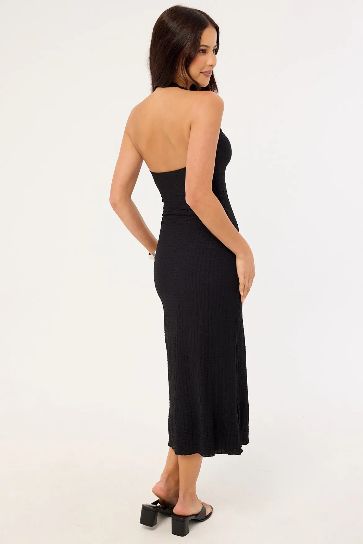 Winnie Halter Midi Dress Black