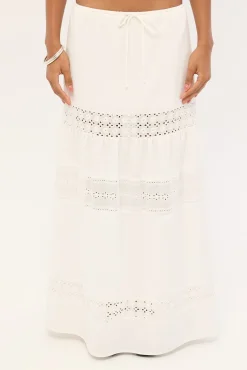 Winona Splice Broderie Maxi Skirt White