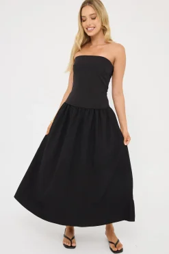 Winslet Strapless Midi Dress Black