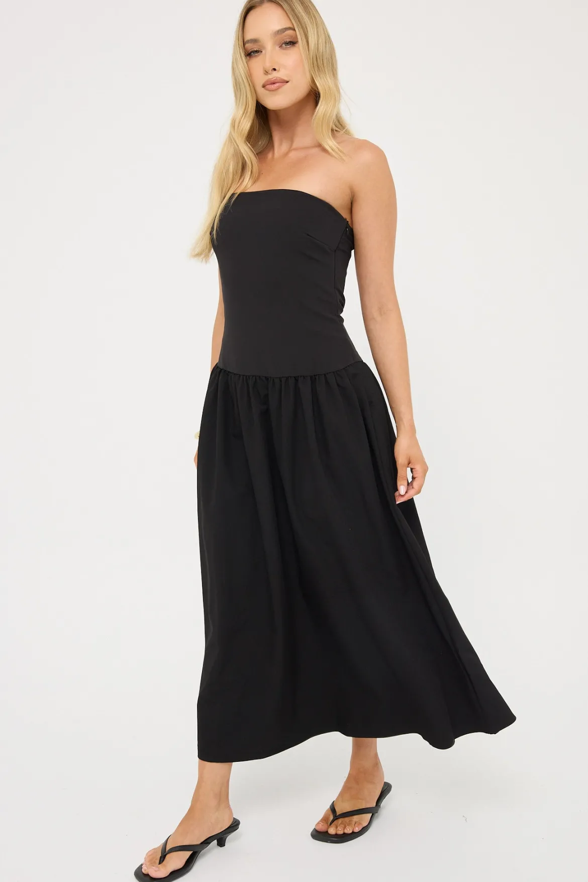 Winslet Strapless Midi Dress Black
