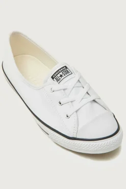 Womens CTAS Ballet Lace Faux Leather White White/Black