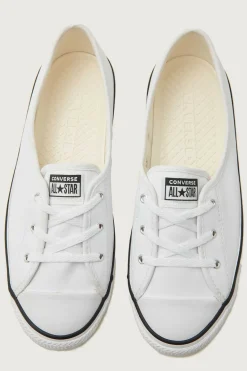 Womens CTAS Ballet Lace Faux Leather White White/Black