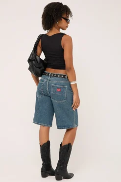 Worship Big Baggy Denim Short Dirty Mid Blue