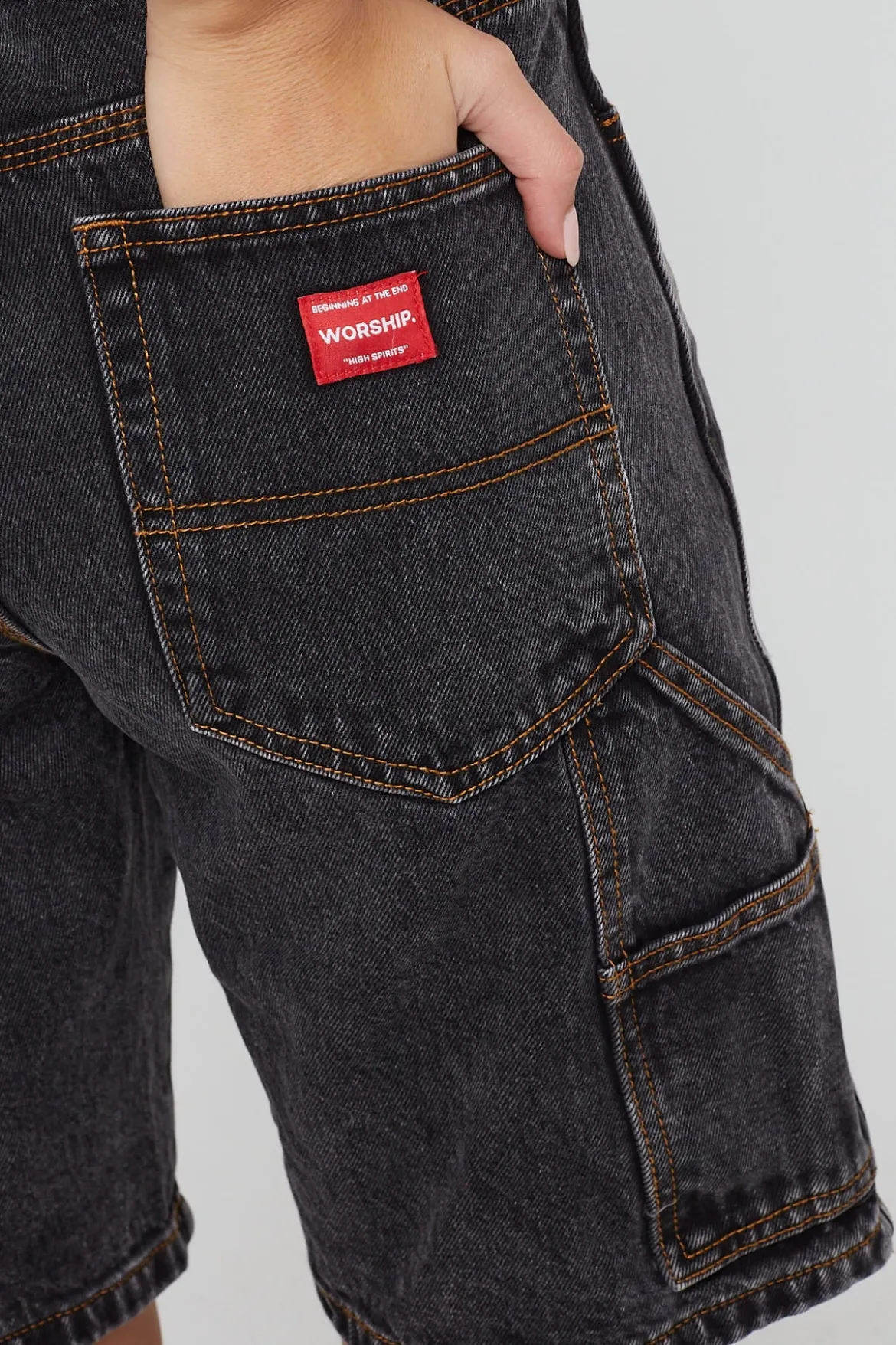 Worship Carpenter Denim Short Black Rinse
