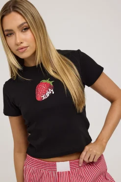 X-girl Strawberry Rib Tee Black