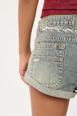 X-Tina Pheonix Low Rise Denim Mini Short Dirty Dawg