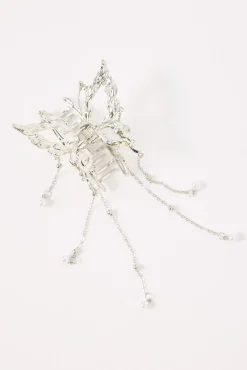 Y2K Pearl Drop Claw Clip Silver