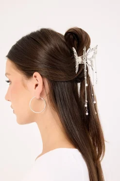 Y2K Pearl Drop Claw Clip Silver