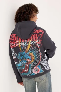 Yokai Relaxed Hoodie Washed Black
