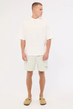 Yorick Elastic Waist Short Sage Stripe