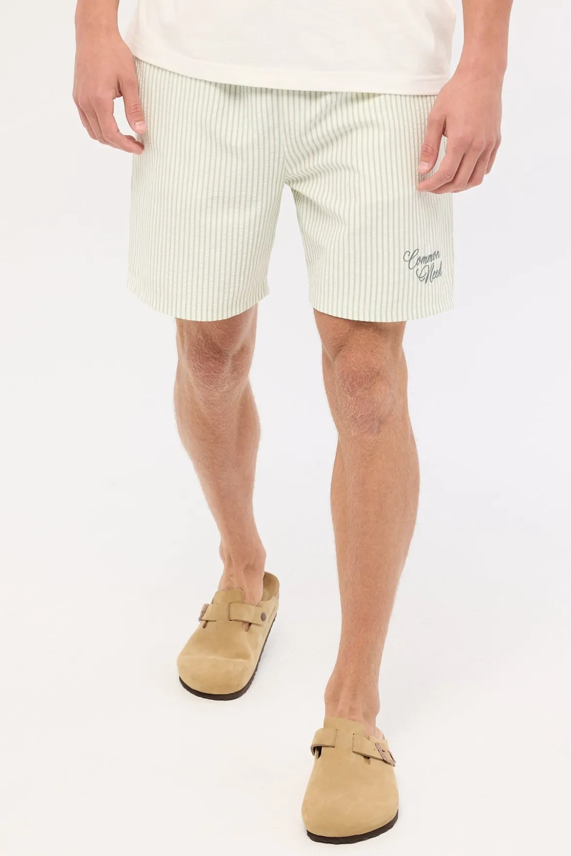 Yorick Elastic Waist Short Sage Stripe