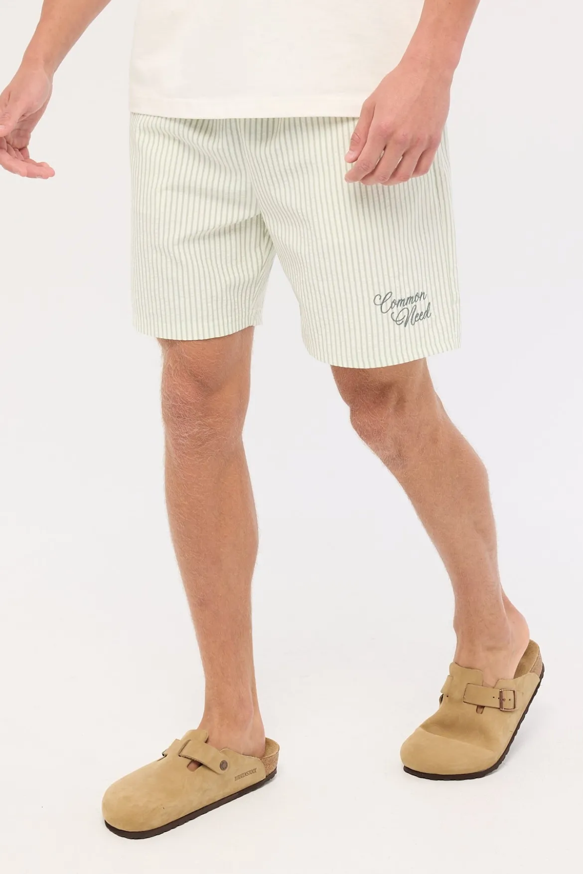 Yorick Elastic Waist Short Sage Stripe
