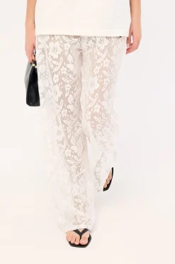 Yuri Mid Rise Lace Pant White