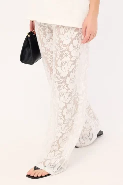 Yuri Mid Rise Lace Pant White