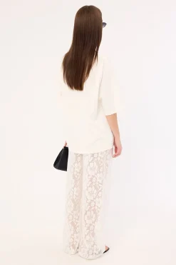 Yuri Mid Rise Lace Pant White