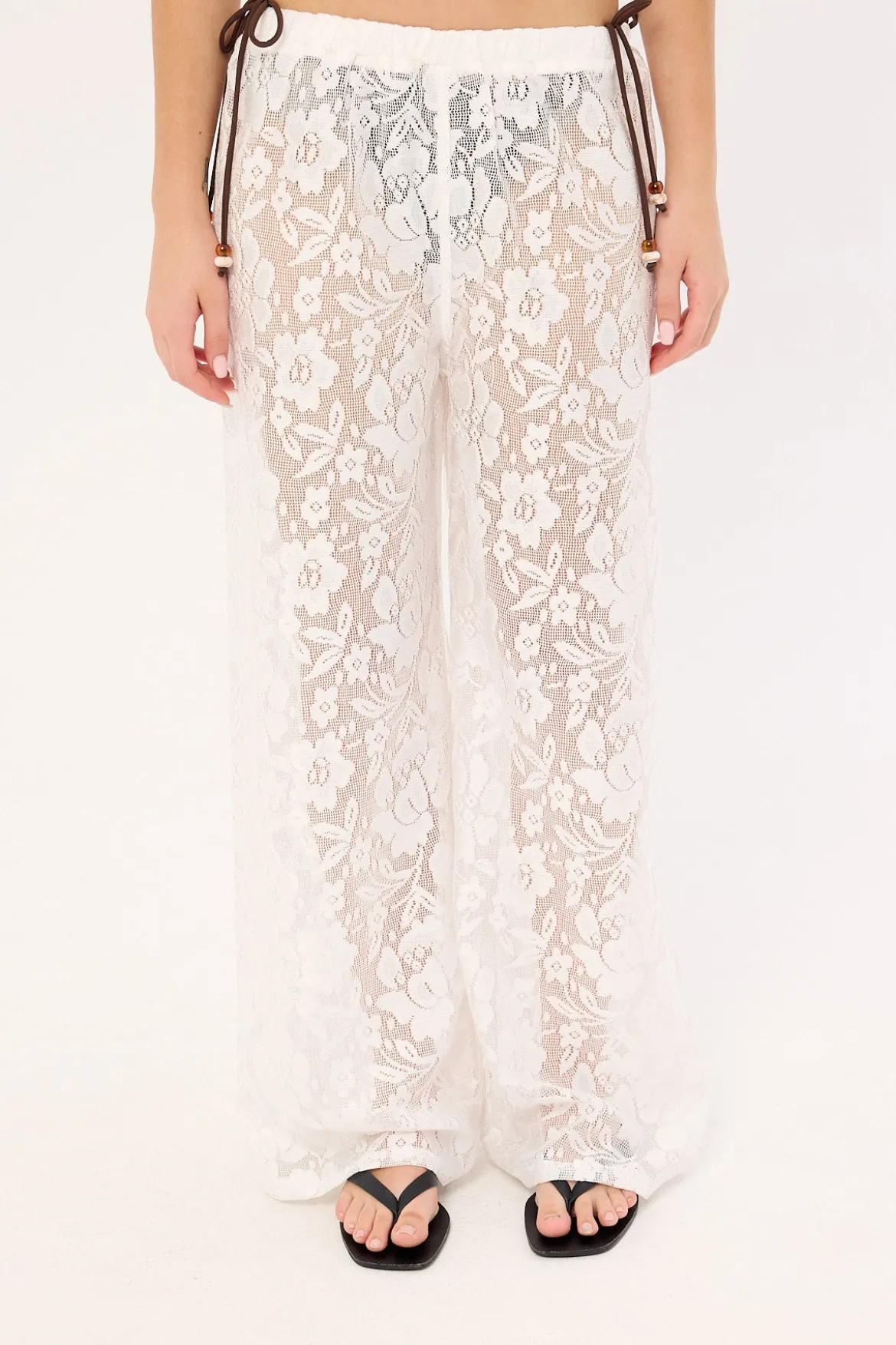 Yuri Mid Rise Lace Pant White