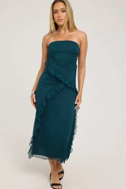 Zarlie Ruffle Maxi Dress Emerald Green