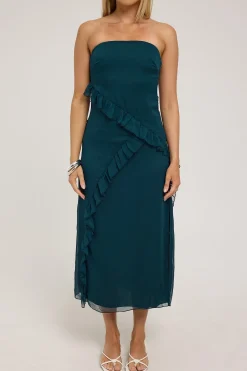 Zarlie Ruffle Maxi Dress Emerald Green