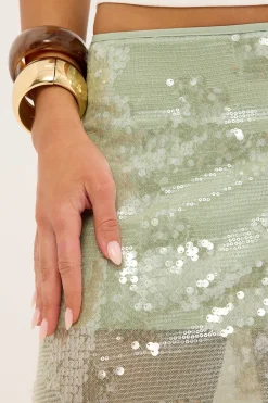 Zelie Sequin Midi Skirt Mint