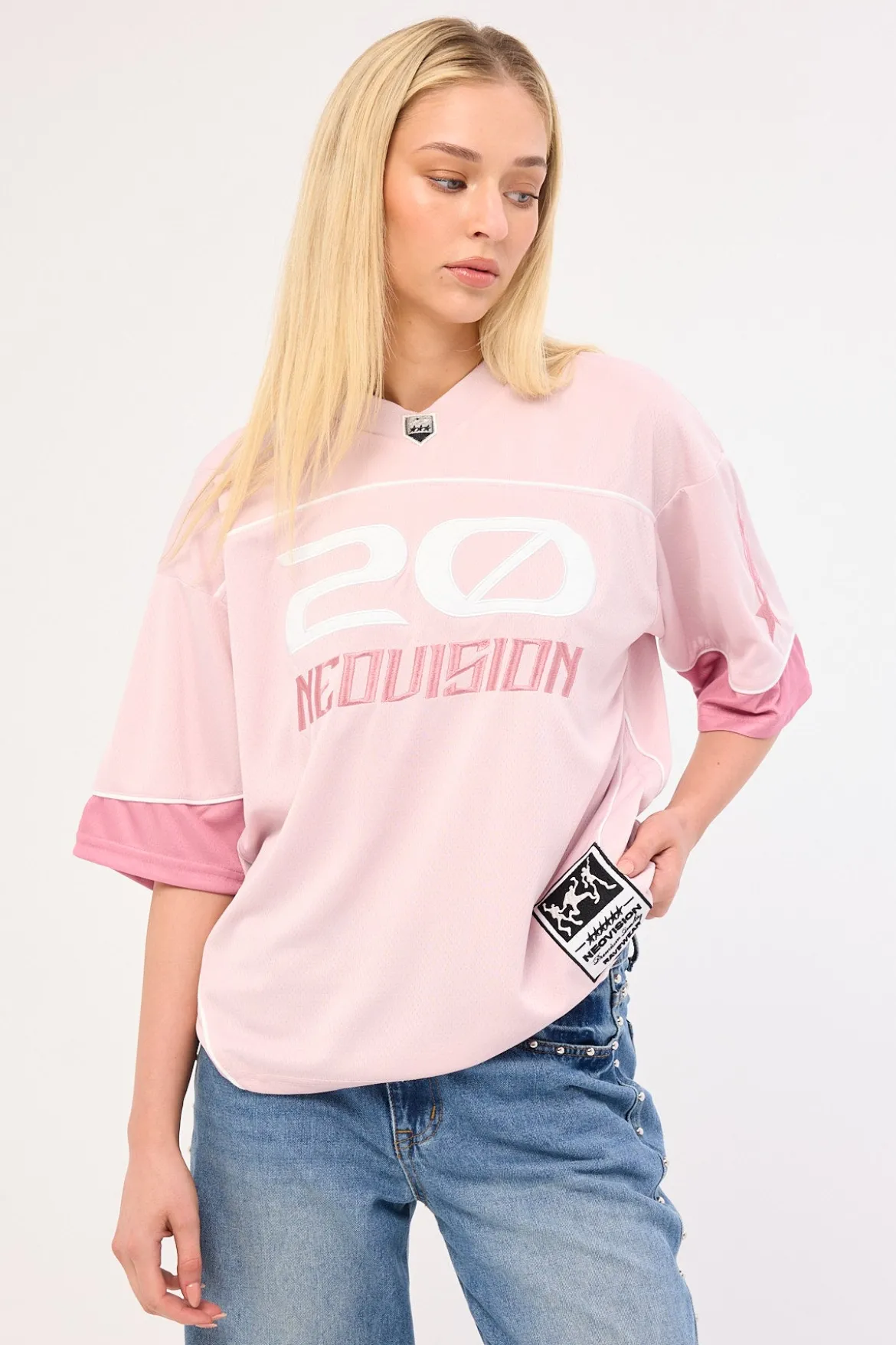 Zenthra Cropped V Neck Jersey Mauve Pink