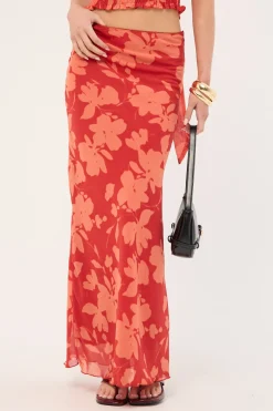 Zinna Maxi Skirt Red Print