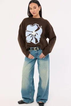 Zinnia Intarsia Knit Jumper Brown
